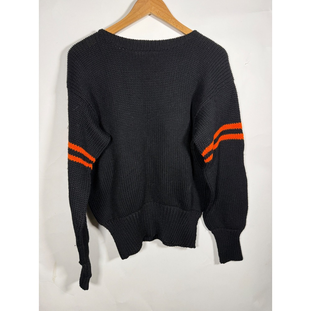 Vintage Princeton Sweaters All Wool Black Orange Stripe Varsity Knit Mens 50s 60 - Picture 4 of 9